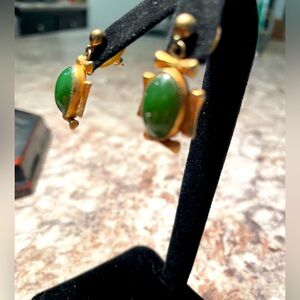 Elegant Jade Green and Gold Earrings